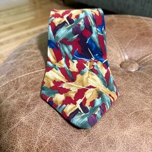 Amber Beer Under a Microscope Abstract Silk Tie - Burgundy, Gold & Teal